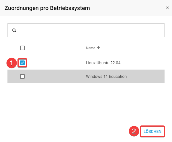 Betriebssystem zum entfernen wählen