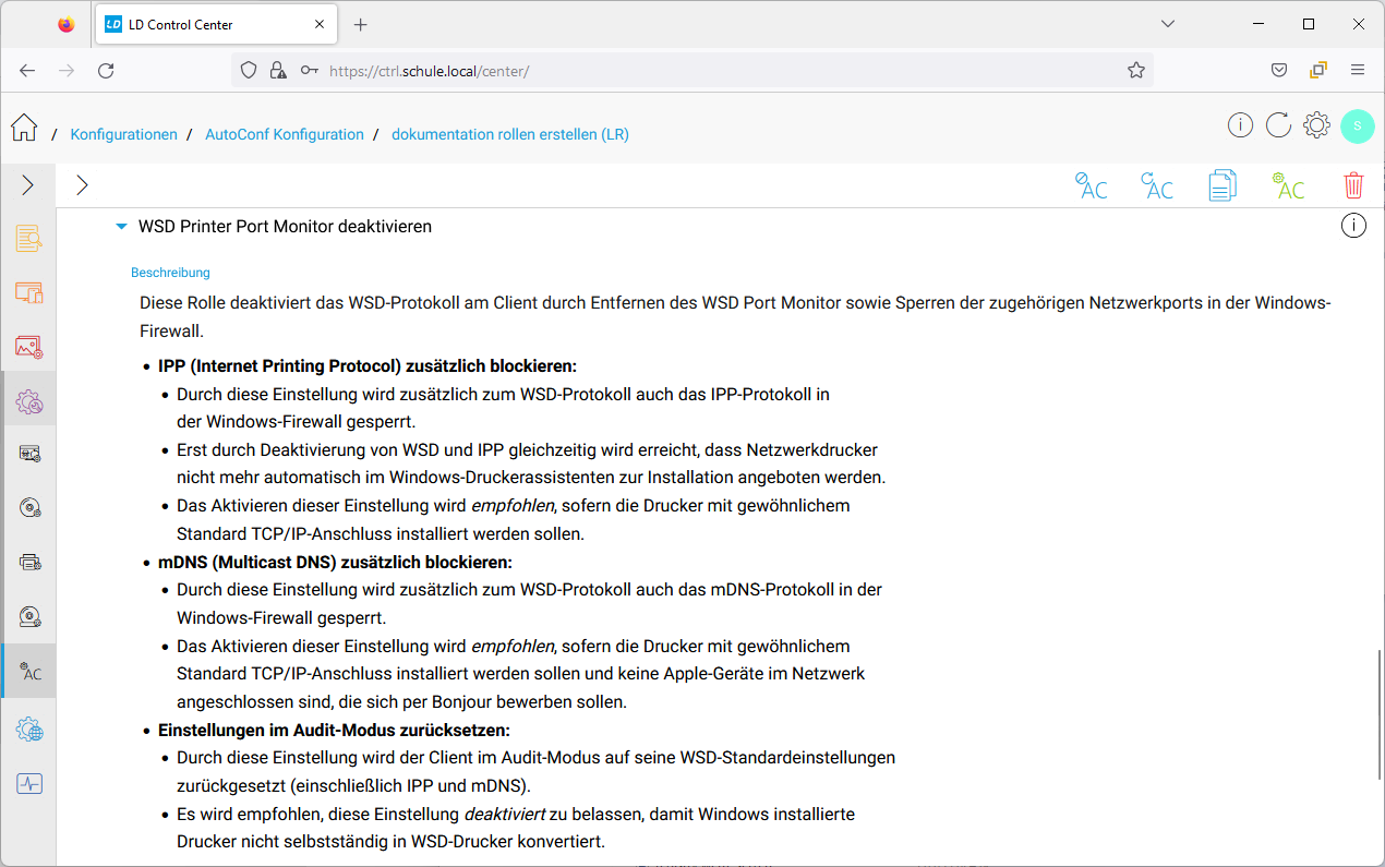 WSD Printer Port Monitor deaktivieren