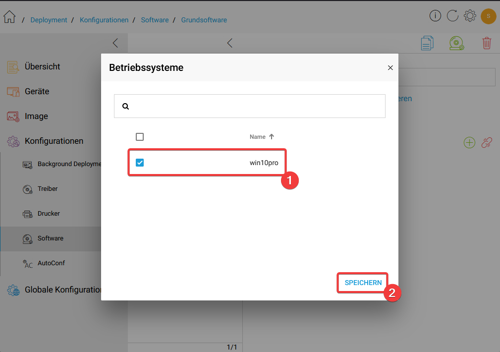 Betriebssystem auswählen