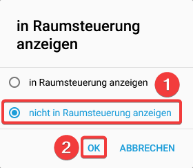 nicht in Raumsteuerung anzeigen