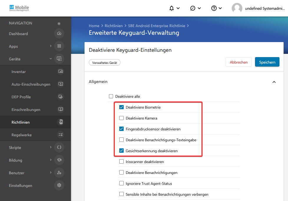 Alt Keyguard-Verwaltung