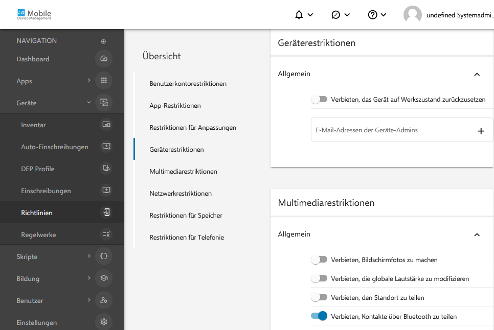 Alt Restriktionen für Anpassungen