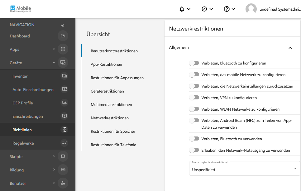 Alt Geräterestriktionen