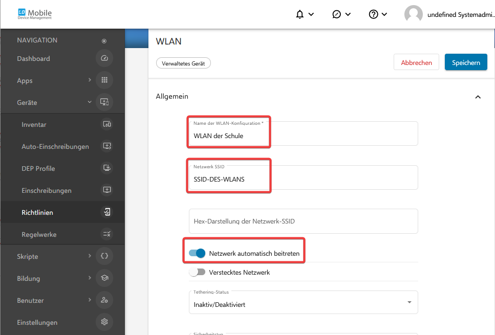 Alt WLAN Daten eintragen