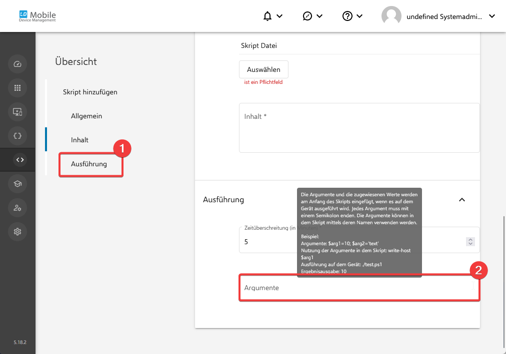 Ausführen des Skripts