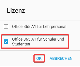 Lizenz wählen