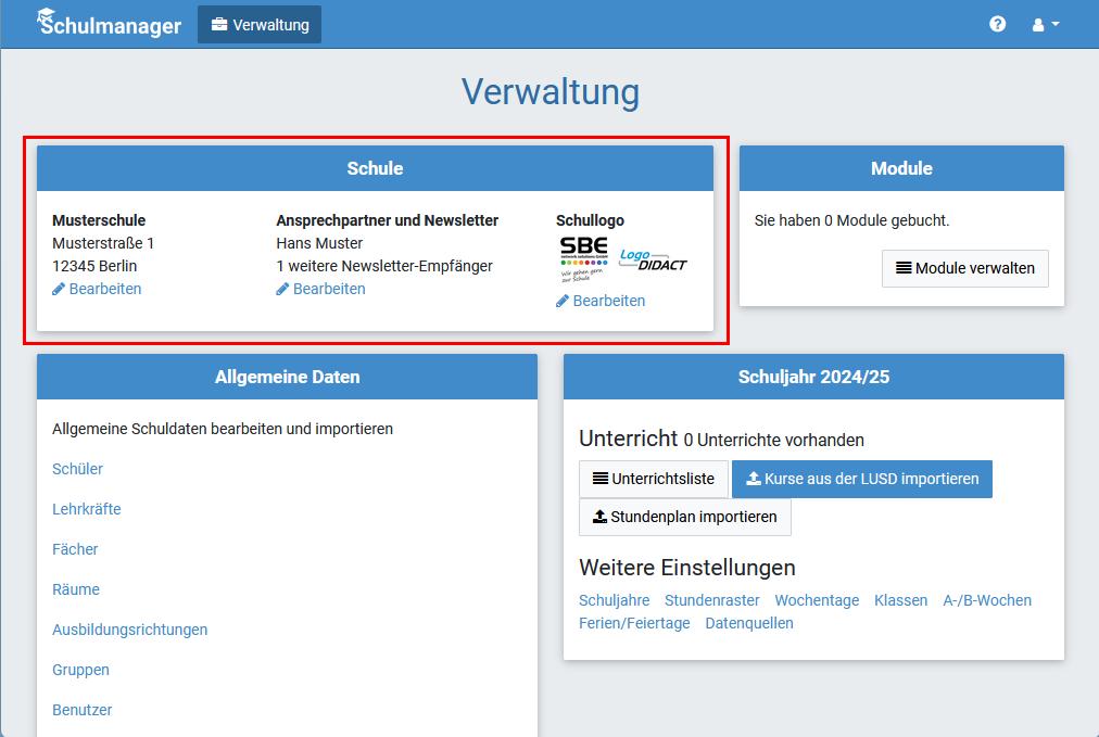 Schuldaten vollständig