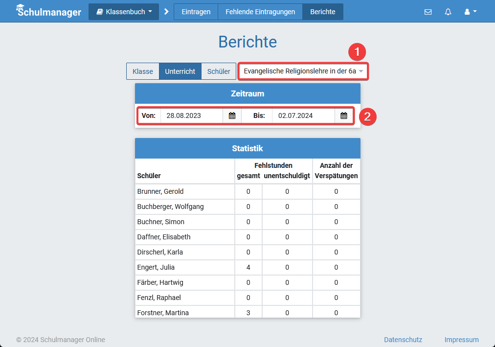 Berichte - Unterricht