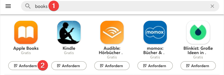 App suchen und anfordern