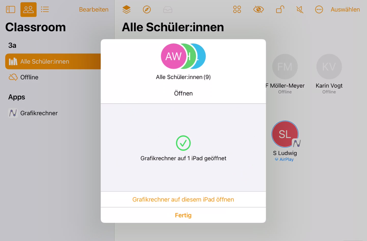 Classroom App starten und sperren