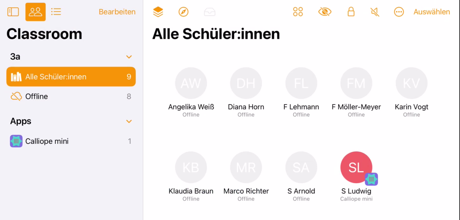 Classroom App starten und sperren