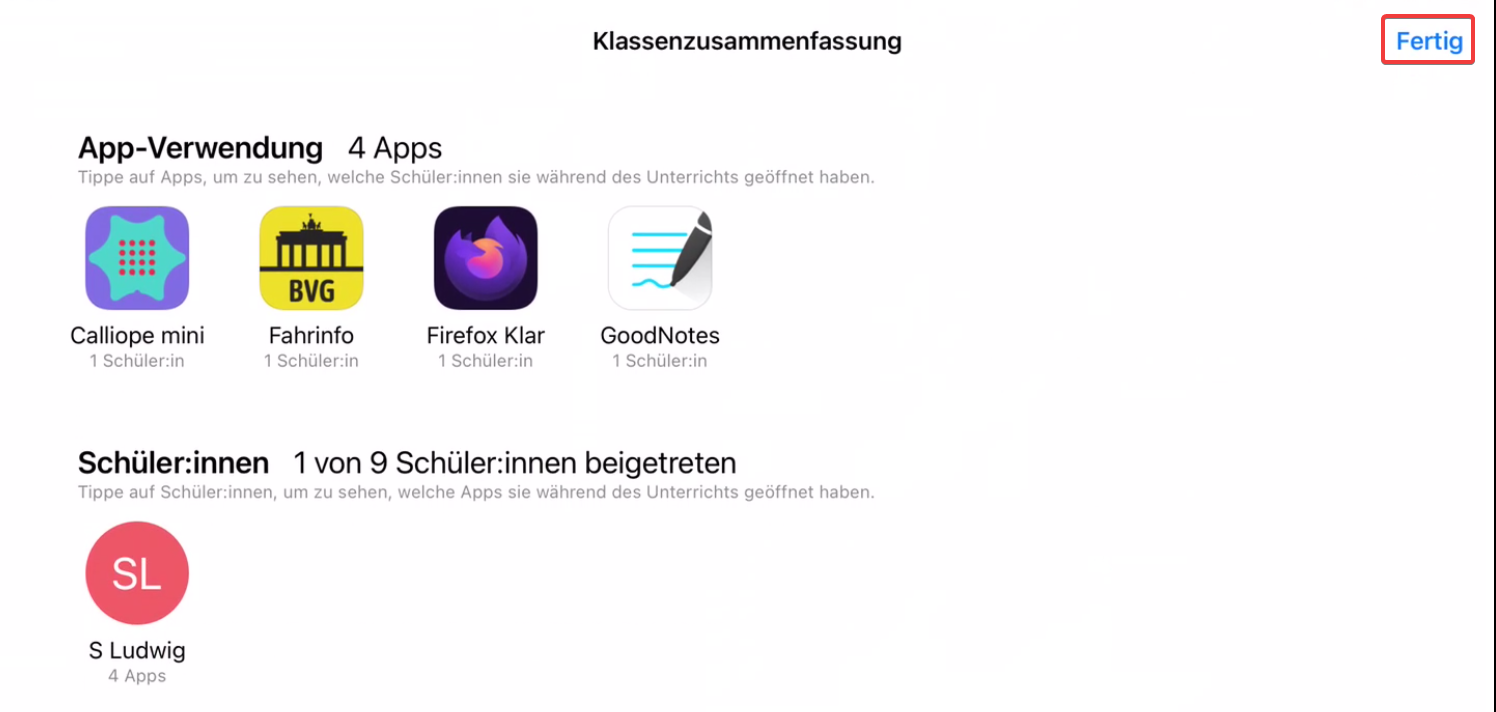 Classroom App starten und sperren