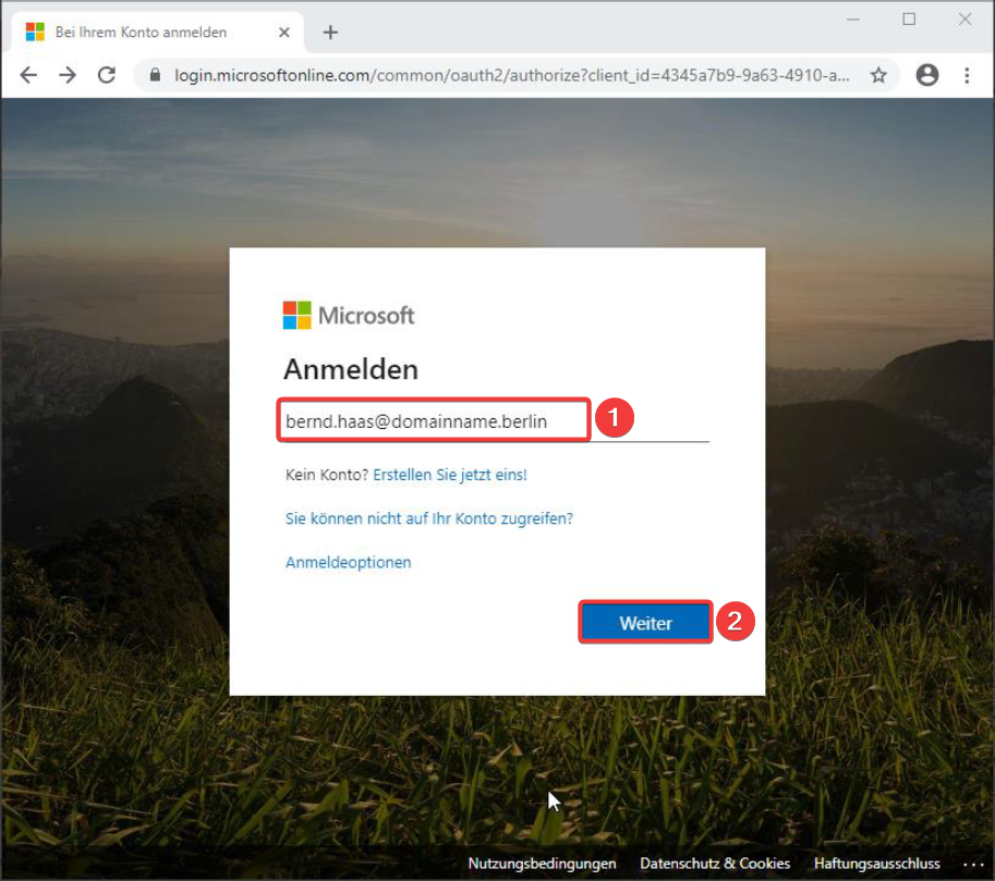 Anmeldung am Microsoft 365 Portal