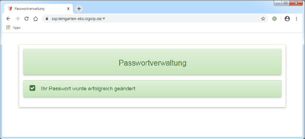 Passwort erfolgreich geändert